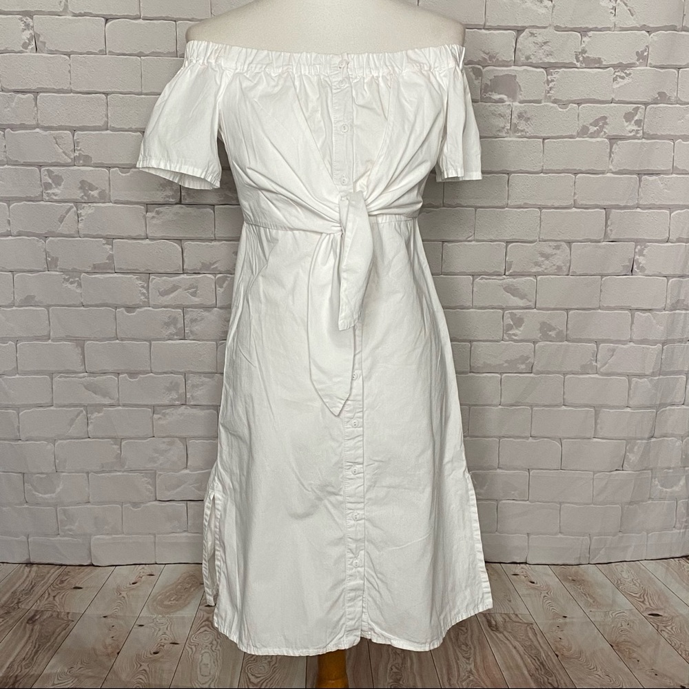 Top Shop Bow Embellished Cotton Poplin Midi 6P